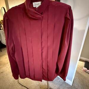 Vintage 80s Peters & Ashley 'Liquid Silk' Pleated Front Blouse Size 14